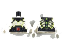 LEGO onderdeel Torso Black Collar and Belt with Red Eye, Silver Cables, and Lime Circuitry Pattern / White Arms / White Hands 973pb2975c01