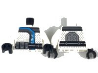 LEGO part Torso Ninja Robe with Silver and Dark Azure Trim, Ninjago Logogram 'ICE', Black Belt with Silver Pouches, Symbol on Back Pattern / White Arms / Black Hands 973pb2999c01
