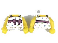 LEGO onderdeel Torso Female Top with Straps, Medium Lavender Belt with Bow, Bright Colored Squares Pattern / Yellow Arms / Yellow Hands 973pb3072c01