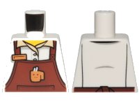 LEGO part Torso Reddish Brown Apron with Cup and Name Tag Pattern 973pb3256