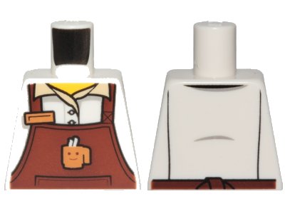 LEGO part Torso Reddish Brown Apron with Cup and Name Tag Pattern (973pb3256)