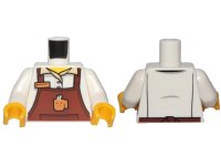 LEGO part Torso Reddish Brown Apron with Cup and Name Tag Pattern / White Arms / Yellow Hands 973pb3256c01
