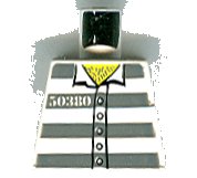 LEGO part Torso Town Prisoner Number 50380, Dark Bluish Gray Stripes, 5 Buttons, Hairy Chest Pattern 973pb3375