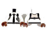 LEGO onderdeel Torso Shirt with Black Tie and Dark Bluish Gray Shoulder Holster Pattern / White Arms / Reddish Brown Hands 973pb3381c01