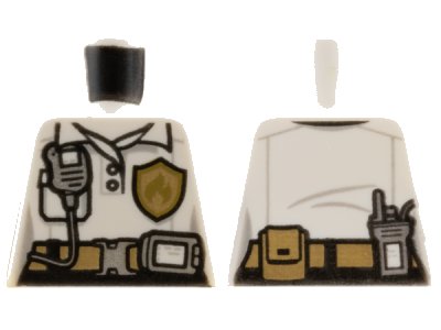 LEGO onderdeel Torso Fire Chief Female, Fire Logo Badge and Belt with Radio Pattern (973pb3394)