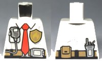 LEGO part Torso Fire Chief Shirt with Tie, Fire Logo Badge and Belt with Pouch and Radio Pattern 973pb3397