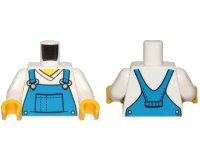 LEGO part Torso V-Neck Shirt with Blue Overalls, Dotted Horizontal Line on Front Pocket - Printed Back Pattern / White Arms / Yellow Hands 973pb3472c01