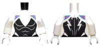 LEGO part Torso Female Black Bodysuit with Deep V Neck, Magenta Shoulders with Medium Azure Webbing Pattern / White Arms / White Hands 973pb3474c01