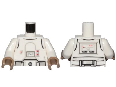 LEGO onderdeel Torso SW Armor Snowtrooper with Printed Back Pattern 2 / White Arms / Dark Tan Hands (973pb3504c01)