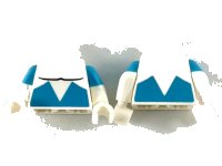 LEGO part Torso Black Muscle Contour with Medium Azure Angular Lower Panels Pattern / White Arms with Molded Medium Azure Short Sleeves Pattern / White Hands 973pb3526c01
