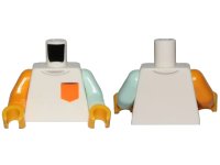 LEGO part Torso Shirt with Orange Pocket Pattern / Light Aqua Arm Left / Bright Light Orange Arm Right / Yellow Hands 973pb3545c01