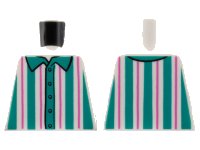 LEGO part Torso Shirt with Dark Turquoise and Dark Pink Vertical Stripes Pattern 973pb3548