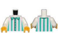 LEGO onderdeel Torso Shirt with Dark Turquoise and Dark Pink Vertical Stripes Pattern / White Arms / Yellow Hands 973pb3548c01