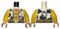 LEGO part Torso Vest with Black Spots over Yellow Shirt with Red Handkerchief and Stripes, Gold Star Badge Pattern / Yellow Arms / Light Nougat Hands 973pb3552c01