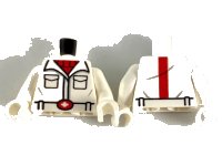 LEGO part Torso Shirt with Wide Collar, Red Shirt and Belt Buckle with White Maple Leaf Pattern / White Arms / White Hands 973pb3595c01