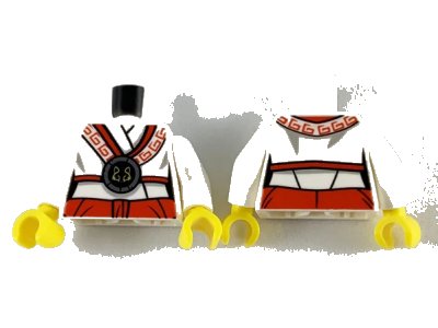 LEGO onderdeel Torso Ninjago Robe with Black and Red Trim with Black Emblem and Wolf Pattern / White Arms / Yellow Hands (973pb3606c01)