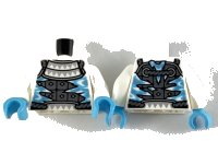 LEGO part Torso Armor with Silver Triangles, Pearl Dark Gray Plates and Medium Azure Icicles Pattern / White Arms / Medium Azure Hands 973pb3613c01