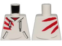 LEGO part Torso Hoodie with White Laces, Red Stripes and Pockets Pattern 973pb3635