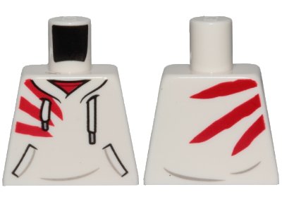 LEGO onderdeel Torso Hoodie with White Laces, Red Stripes and Pockets Pattern (973pb3635)