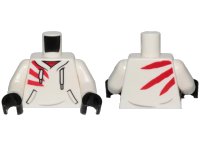LEGO onderdeel Torso Hoodie with White Laces, Red Stripes and Pockets Pattern / White Arms / Black Hands 973pb3635c01