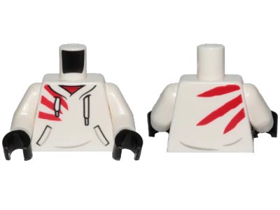 LEGO onderdeel Torso Hoodie with White Laces, Red Stripes and Pockets Pattern / White Arms / Black Hands (973pb3635c01)