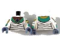 LEGO onderdeel Torso Female Mummy Wrappings and Scarab Collar Pattern / White Arms with Wrappings, Gold and Dark Turquoise Bracelets Pattern / Sand Blue Hands 973pb3654c01