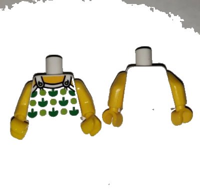 LEGO onderdeel Torso Halter Top with Green Apples and Lime Spots Pattern / Yellow Arms / Yellow Hands (973pb3705c01)