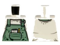 LEGO part Torso Sand Green Apron, Dark Green Splotches, Pen and Pad in Pocket Pattern 973pb3709