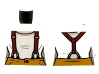 LEGO part Torso Female Light Nougat Neck, Reddish Brown Suspenders and Medium Nougat Pants Pattern 973pb3723