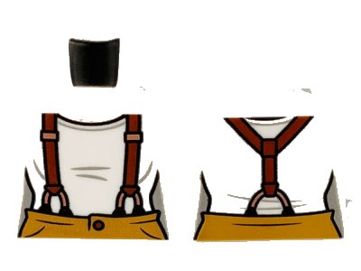 LEGO onderdeel Torso Female Light Nougat Neck, Reddish Brown Suspenders and Medium Nougat Pants Pattern (973pb3723)