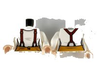 LEGO onderdeel Torso Female Light Nougat Neck, Reddish Brown Suspenders and Medium Nougat Pants Pattern / White Arms / Light Nougat Hands 973pb3723c01