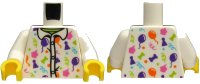 LEGO part Torso Shirt with Dark Pink, Dark Purple, Lime, Medium Azure and Orange Party Accessories Pattern / White Arms / Yellow Hands 973pb3888c01