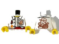 LEGO onderdeel Torso Unbuttoned Shirt, Red Pen and Sash, Orange Splotch, Pigsy Logo on Pocket and Back Pattern / White Arms / Yellow Hands 973pb3893c01