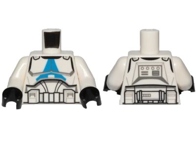 LEGO onderdeel Torso SW Armor Clone Trooper with Blue 501st Legion Markings Detailed Pattern (Clone Wars) / White Arms / Black Hands (973pb3972c01)