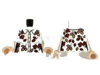 LEGO onderdeel Torso Female Button Up Shirt, Tan and Reddish Brown Leaves Pattern / White Arms / Light Nougat Hands 973pb3985c01