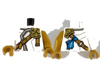 LEGO part Torso Ninjago Robe with Light Bluish Gray Hem, Gold Left Pauldron and Nougat Crossbelt Pattern / Pearl Gold Arm Left / White Arm Right / Pearl Gold Hands 973pb3987c01