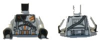 LEGO onderdeel Torso SW Armor Clone Trooper with Orange Markings and Dark Bluish Gray Diagonal Belt Pattern / White Arms / Black Hands 973pb4060c01