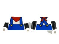 LEGO part Torso Shirt, Red Handkerchief, Blue Overalls and Yellow Buttons Pattern / Black Arms with Molded White Short Sleeves Pattern / White Hands 973pb4069c01