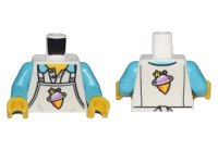 LEGO onderdeel Torso Apron with Ice Planet Ice Cream Shop Logo over Collared Shirt Pattern / Medium Azure Arms / Yellow Hands 973pb4184c01