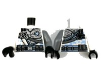 LEGO part Torso Armor Silver with Ninjago Logogram Letter Z, Dark Bluish Gray Strap and Utility Belt Pattern / Flat Silver Arm Left / White Arm Right / Black Hands 973pb4219c01