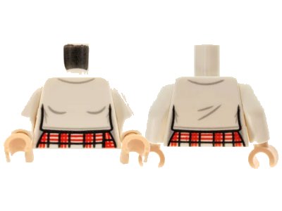 LEGO onderdeel Torso Female Top with Plaid Skirt Pattern / White Arms / Light Nougat Hands (973pb4283c01)