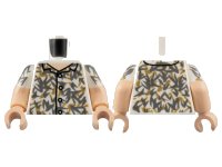LEGO part Torso Shirt, Light Nougat Neck, Buttons, Dark Bluish Gray and Tark Tan Floral Pattern / Light Nougat Arms with White Short Sleeves, Floral Pattern / Light Nougat Hands 973pb4482c01