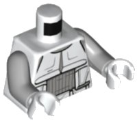 LEGO onderdeel Torso SW Detailed Armor Hoth Scout Trooper Light Bluish Gray Lines, Narrow Belt Pattern / Light Bluish Gray Arms / White Hands 973pb4505c01
