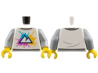 LEGO onderdeel Torso Mountains on Medium Azure, Bright Light Orange and Dark Pink Splotches Pattern / Light Bluish Gray Arms / Yellow Hands 973pb4535c01