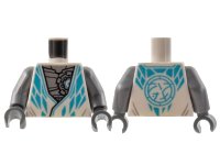 LEGO part Torso Tunic, Flat Silver Robot Chest, Medium Azure Diamond Trim and Core Logo on Back Pattern / Flat Silver Arms / Dark Bluish Gray Hands 973pb4547c01
