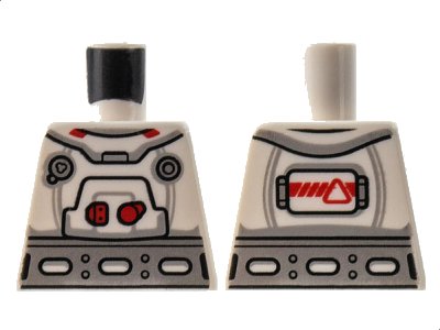 LEGO part Torso Spacesuit, Red Trim, Wide Silver Belt Pattern (973pb4626)