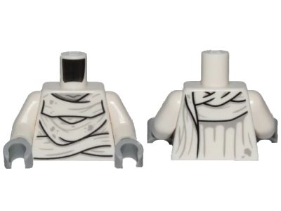 LEGO onderdeel Torso Alien Wrappings and Light Bluish Gray Stains Pattern / White Arms / Light Bluish Gray Hands (973pb4683c01)