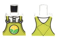 LEGO part Torso Lime Overalls with Bright Green Hills and Yellow Sun over Shirt Pattern 973pb4738