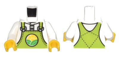 LEGO onderdeel Torso Lime Overalls with Bright Green Hills and Yellow Sun over Shirt Pattern / White Arms / Yellow Hands (973pb4738c01)