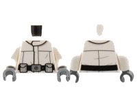 LEGO part Torso SW Imperial Crew Uniform Jacket with Wide Black Belt, Large Silver Buckle, and Light Bluish Gray Boxes Pattern / White Arms / Dark Bluish Gray Hands 973pb4750c01